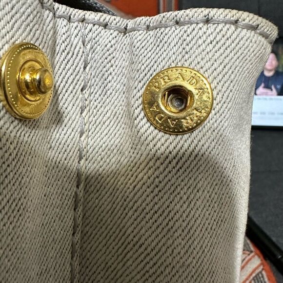 PRADA ❤️🌟WHITE DENIM CANAPA BAG WITH LONG STRAP⭐️ - Picture 11 of 15